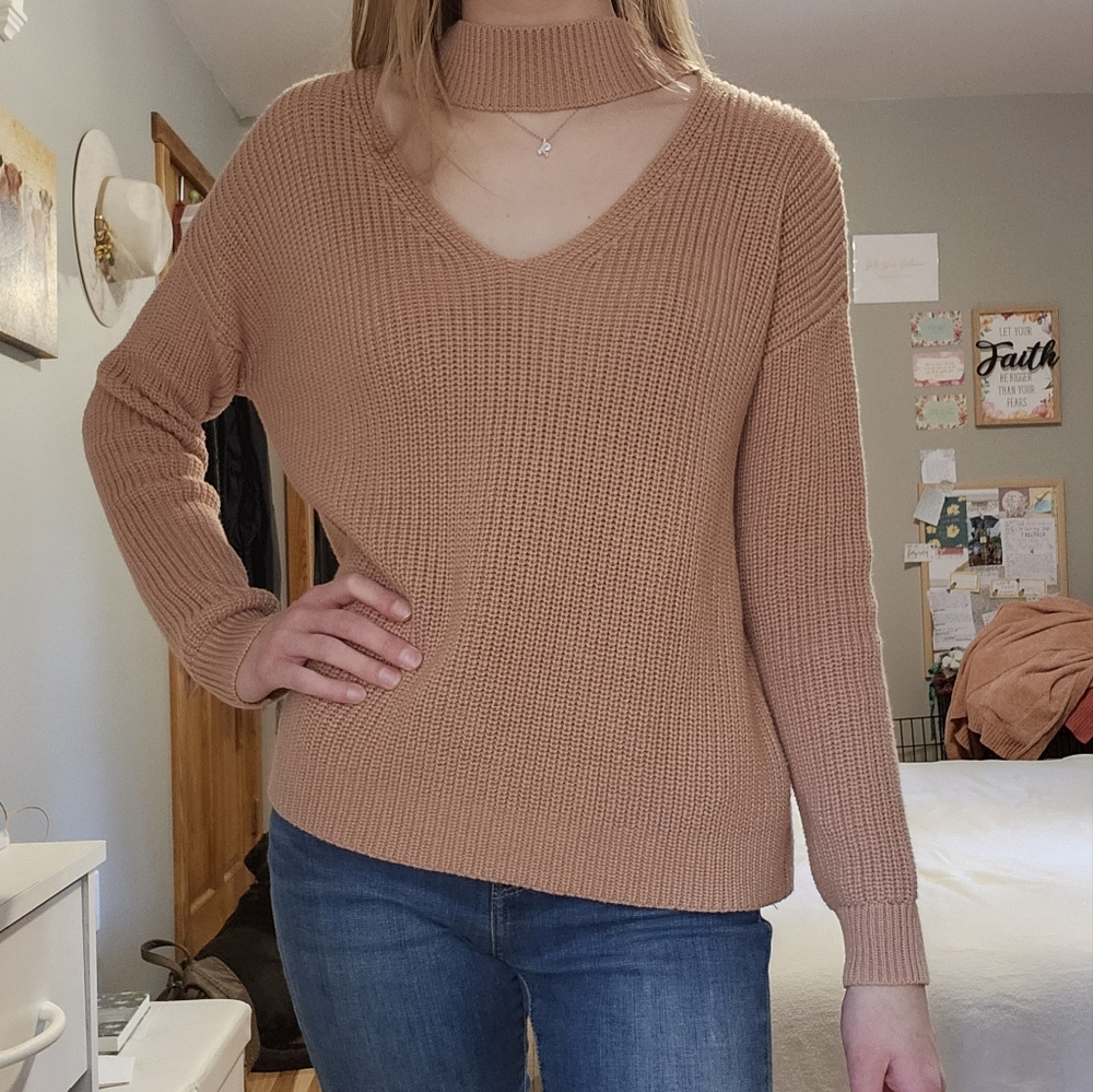 Forever 21 M Women's Tan Cut-out Sweater